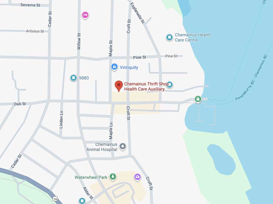 Chemainus Thrift Shop<br />
9867 Maple St., Chemainus, BC V0R 1K1